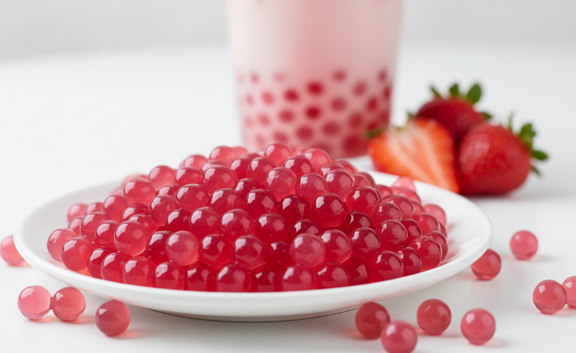 Strawberry Popping Boba for Bubble Tea, Fruit Tea and Smoothies