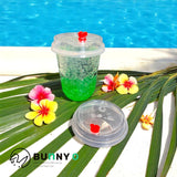 Clear Cap Lids - with Red Heart Stopper 95 mm